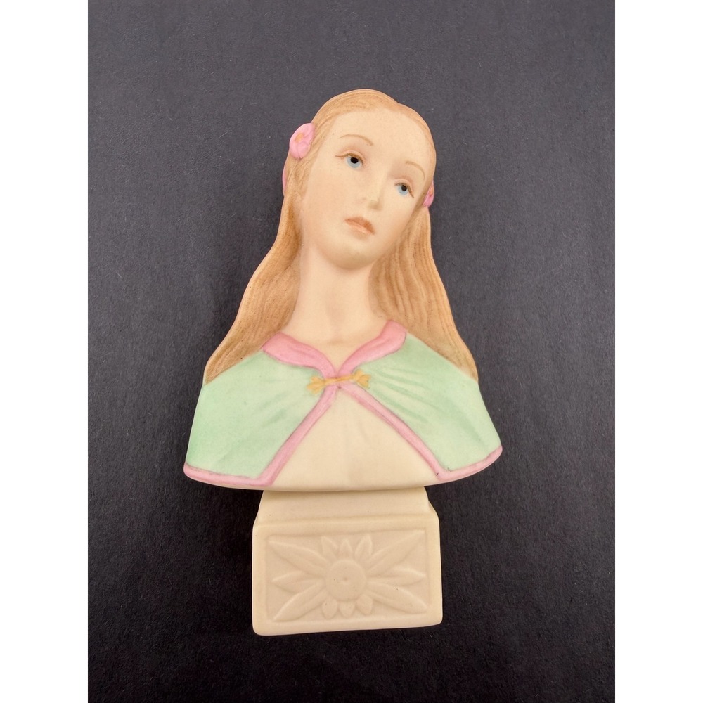 Goebel Laszlo‎ Ispanky Porcelain Bust Figurine Vintage Woman Green Pink USA